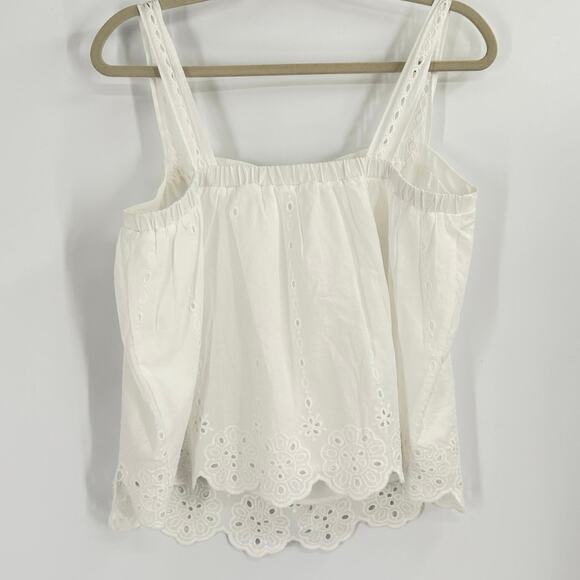 Maurices White Eyelet Stretch Boxy Tank Boho Beach Coastal Women’s Large - Picture 2 of 9